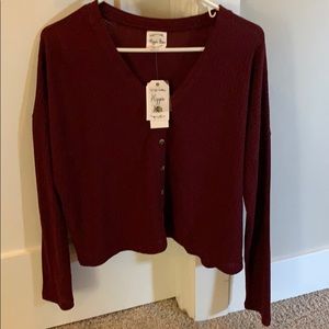 NEW Hippie rose “Zinfandel” button up sweater